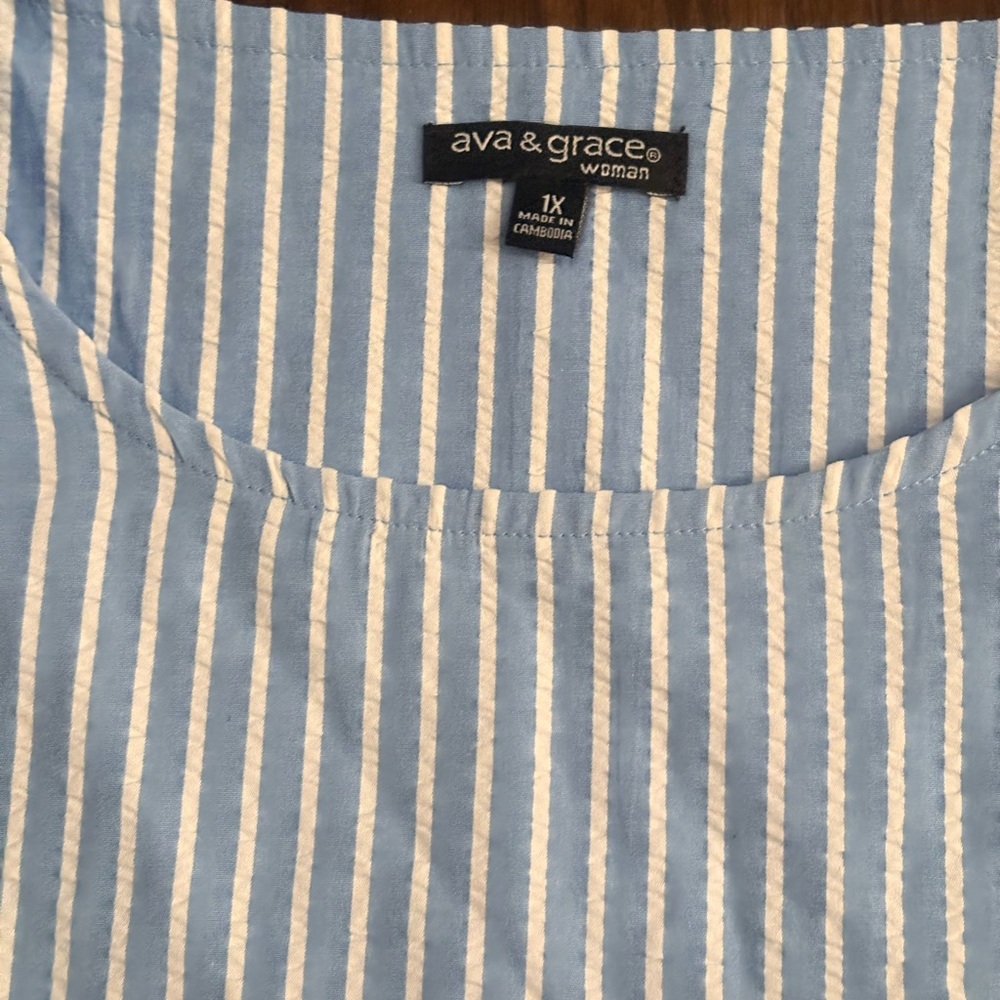 Ava & Grace Blue and White Striped Top - Picture 3 of 3